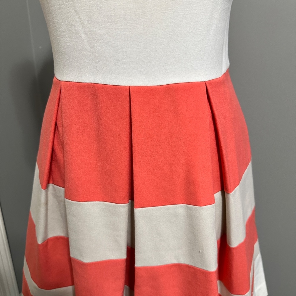 Ralph Lauren A line horizontal stripped dress in coral tan and cream - Picture 2 of 6
